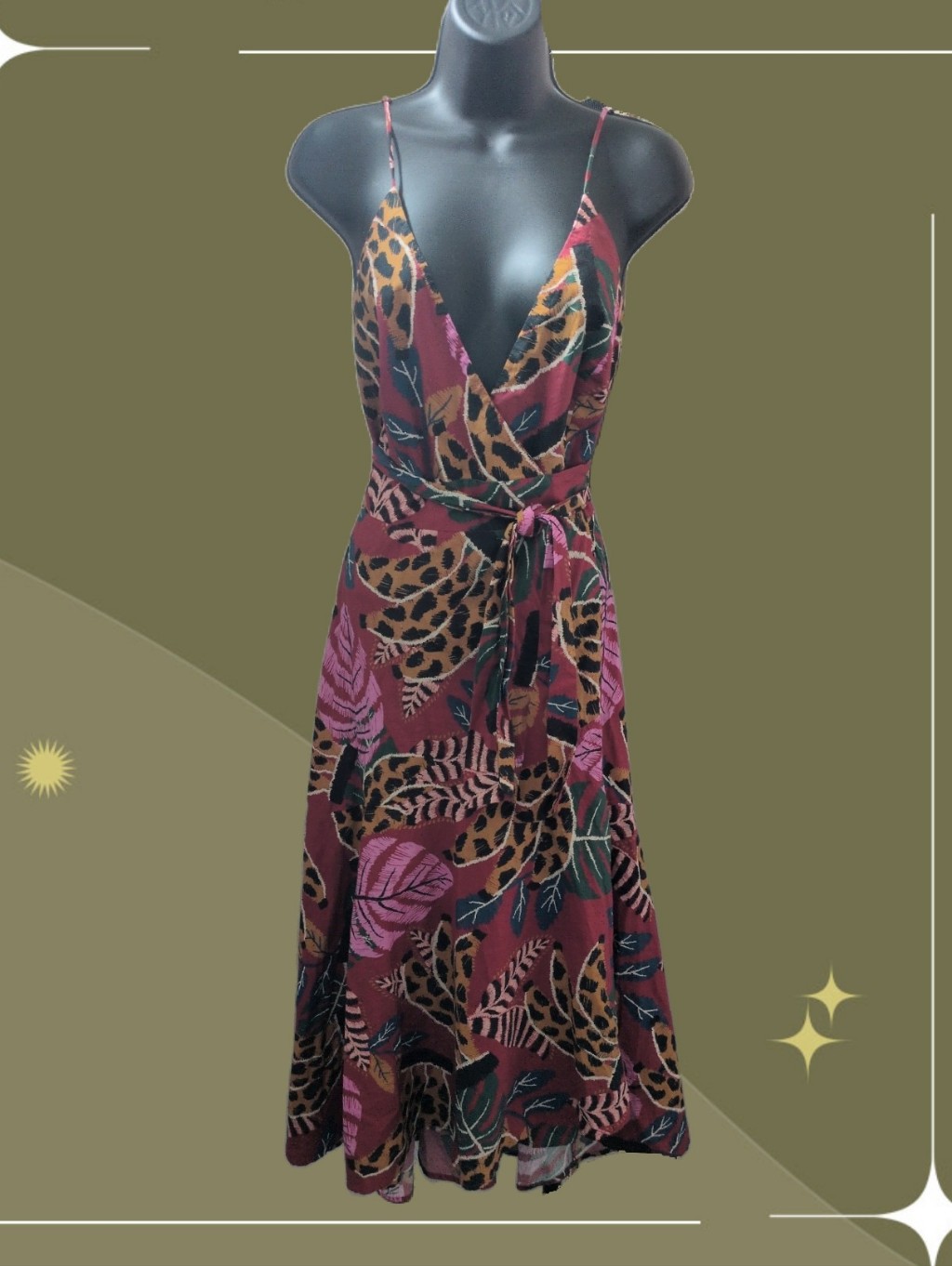 Farm Brazil Rare Banana Midi Wrap Dress Size L